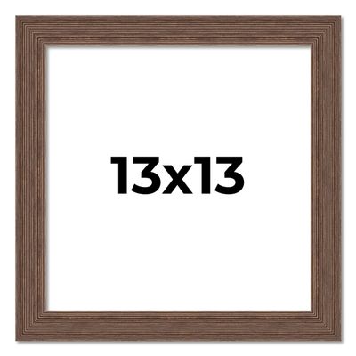 13x13 Frame Brown Farmhouse Solid Wood Picture Frame Width 1.5 Inches | Interior Frame Depth 0.5 Inches | Rustic Barnwood Brown Distressed Frame with UV Acrylic, Foam Board Backing & Hanging Hardware