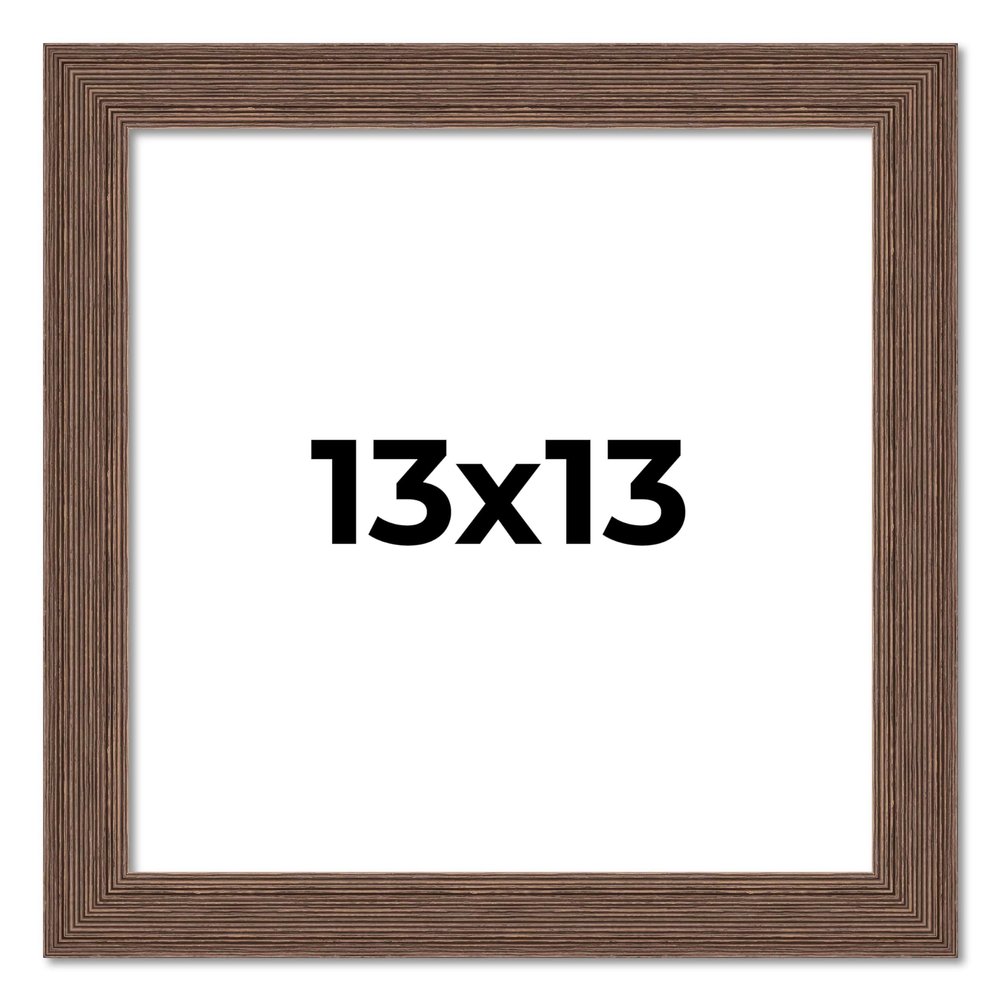 13x13 Frame Brown Farmhouse Solid Wood Picture Frame Width 1.5 Inches | Interior Frame Depth 0.5 Inches | Rustic Barnwood Brown Distressed Frame with UV Acrylic, Foam Board Backing & Hanging Hardware