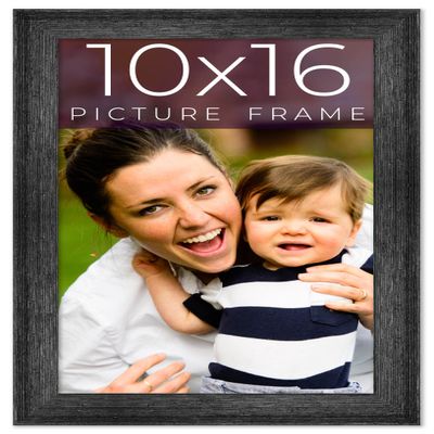 10x16 Frame Black Real Wood Picture Frame Width 1.5 Inches | Interior Frame Depth 0.5 Inches | Barn Black Distressed Photo Frame Complete with UV Acrylic, Foam Board Backing & Hanging Hardware