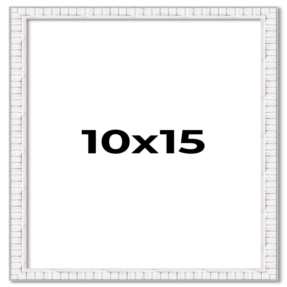 10x15 Frame White Distressed Solid Wood Picture Frame Width 0.75 Inches | Interior Frame Depth 0.5 Inches | White Distressed Photo Frame Complete with UV Acrylic, Foam Board Backing & Hanging Hardware