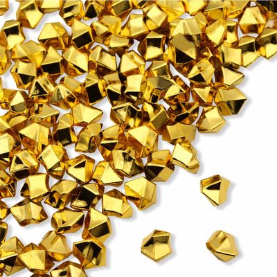 PMLAND Clear Fake Ice Rocks 550 Pcs Large Gold Acrylic Gems Crushed Plastic Diamonds, 3 Lbs / 2.25 Quarts Bulk Vase Filler for Centerpieces Wedding Theme Dcor Wedding Table Scatter