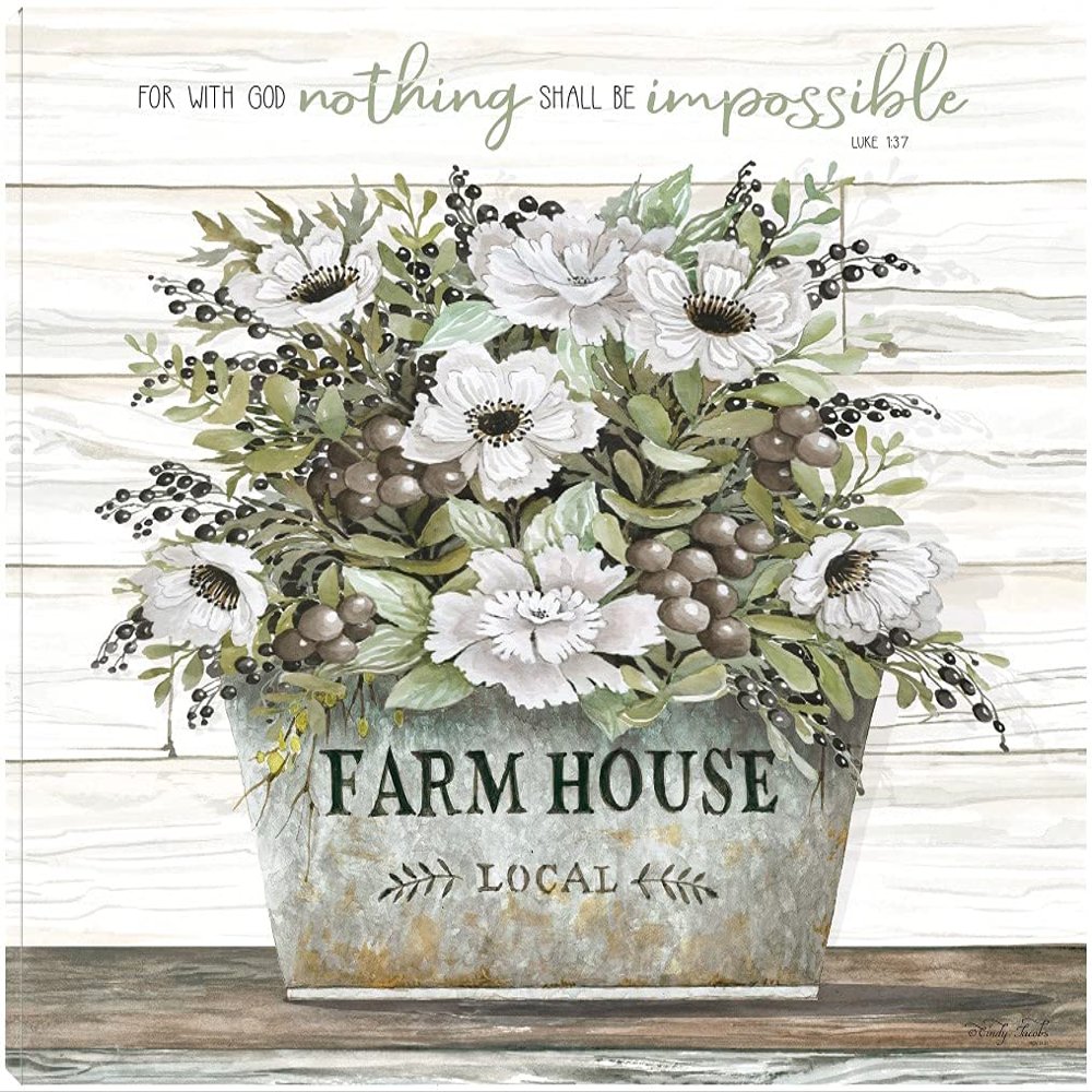 Fine Art Canvas Nothing Shall Be Impossible Canvas Wall Decor by Artist Cindy Jacobs for Living Room, Bedroom, Bathroom, Kitchen, Office, Bar, Dining & Guest Room - Ready to Hang - 20 in x 15 in