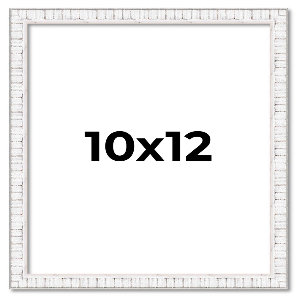 10x12 Frame White Distressed Solid Wood Picture Frame Width 0.75 Inches | Interior Frame Depth 0.5 Inches | White Distressed Photo Frame Complete with UV Acrylic, Foam Board Backing & Hanging Hardware