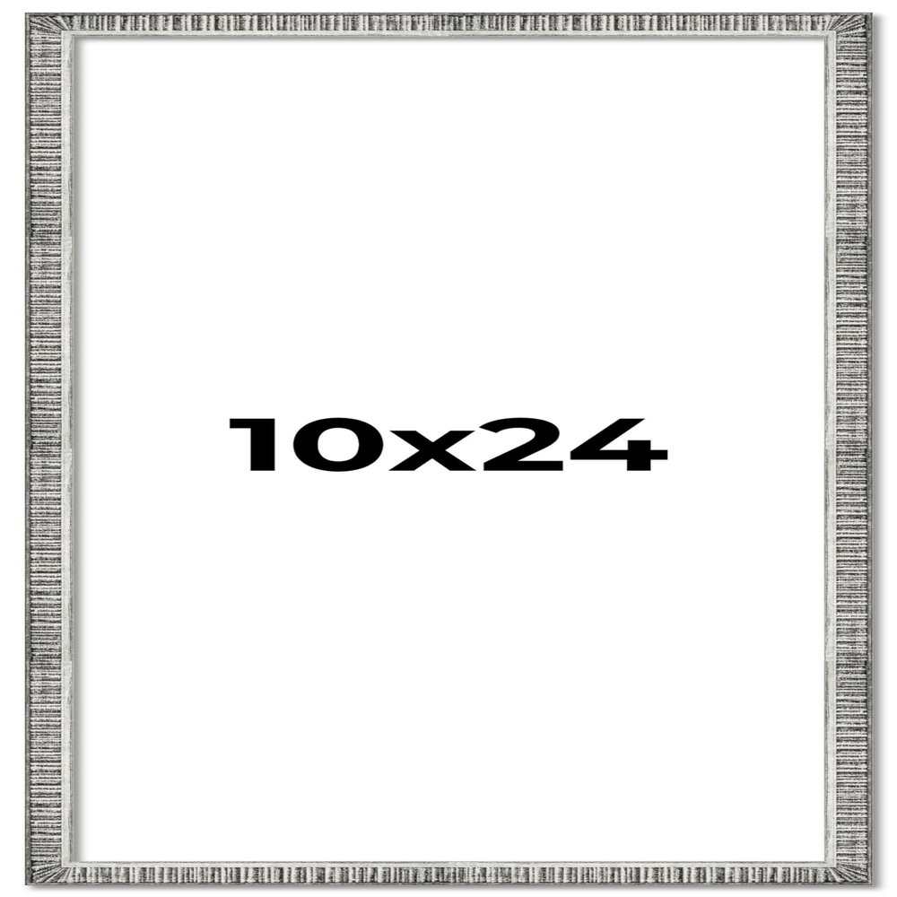 10x24 Frame Silver Grey Distressed Solid Wood Picture Frame | 0.75 Inch Moulding Width | Interior Depth 0.5 Inches | Kingsley Silver Rustic Frame with UV Acrylic, Foam Board Backing & Hanging Hardware