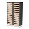 BOWERY HILL Mordern Two-Tone Oak Wood 4-Door Shoe Cabinet in Dark Gray view 1