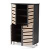 BOWERY HILL Mordern Two-Tone Oak Wood 4-Door Shoe Cabinet in Dark Gray view 2