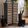BOWERY HILL Mordern Two-Tone Oak Wood 4-Door Shoe Cabinet in Dark Gray view 4