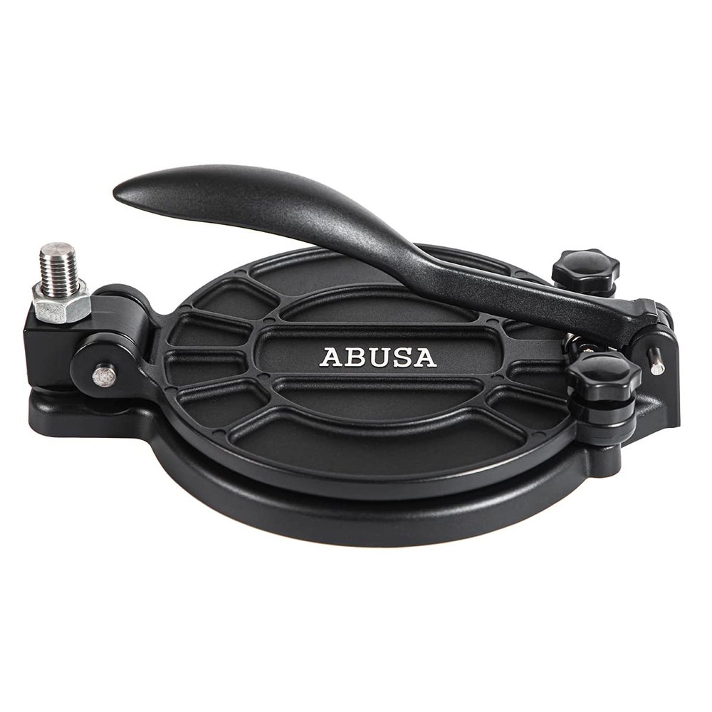 ABUSA Thickness Adjustable Tortilla Press 8 Inch Tortilla Maker Black - Roti, Dough Press, Dosa, Tawa, Tamale, Pizza, Pie, Patty (Extra Oil Paper or Patty Paper needed)