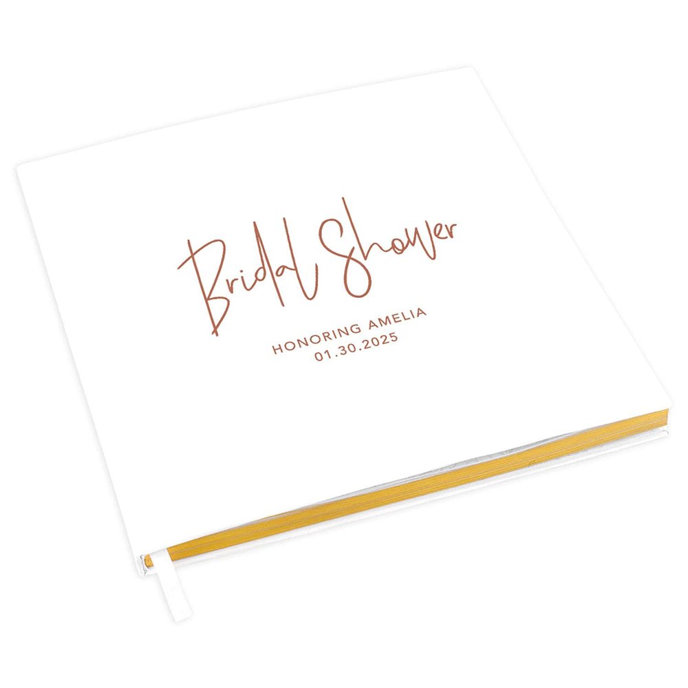 Andaz Press Personalized Terracotta Script Bridal Shower Party Scrapbook Notebook Photo Keepsake Guest Book for DIY Photo Album Memory Book Gift for The Bride to Be 120 Pages 8.5 x 8.5-Inches