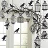 Cheerland Gothic Crow Decoration Black Cage Garland for Black Crow Decoration Gothic Christmas Birthday Party Hanging Indoor Raven Glitter Haunted Mansion Decor Garland Birthday Halloween Supplies view 1