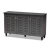 BOWERY HILL 3-Door Wood Entryway Shoe Cabinet in Dark Gray view 1
