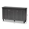 BOWERY HILL 3-Door Wood Entryway Shoe Cabinet in Dark Gray view 3