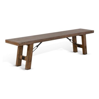 Sunny Designs Doe Valley 18" Farmhouse Mahogany Wood Bench in Taupe Brown