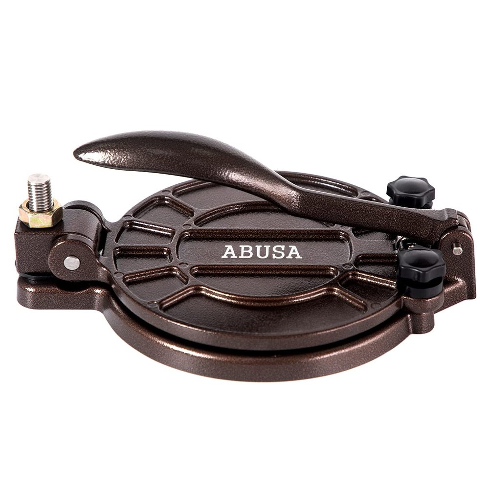 ABUSA Thickness Adjustable Tortilla Press 8 Inch Tortilla Maker Bronze - Roti, Dough Press, Dosa, Tawa, Tamale, Pizza, Pie, Patty (Extra Oil Paper or Patty Paper needed)