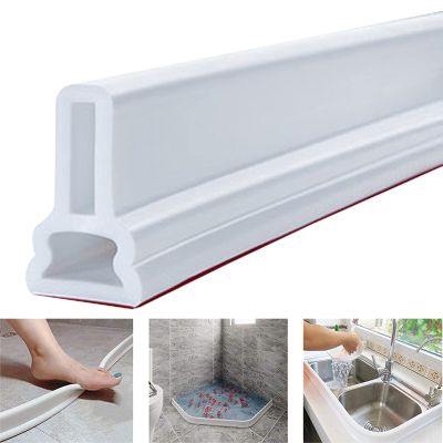 AWERQ Collapsible Shower Threshold Water Dam Silicone Shower Barrier, Wet Room Bathroom Shower Door Dam Water Stopper, Floor Water Stopper Strip Dry and Wet Separation,