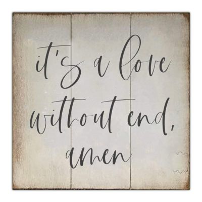 Aihesui Wood Signs Wall Hanging Wall Decoration It's a Love Without End Amen Sign for Living Room Kitchen Batheroom Bedroom Office School 12x12inch, White
