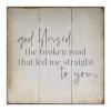 Aihesui Wood Signs Wall Hanging Wall Decoration God Blessed the Broken Road Sign for Living Room Kitchen Batheroom Bedroom Office School 12x12inch view 1