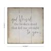 Aihesui Wood Signs Wall Hanging Wall Decoration God Blessed the Broken Road Sign for Living Room Kitchen Batheroom Bedroom Office School 12x12inch view 2