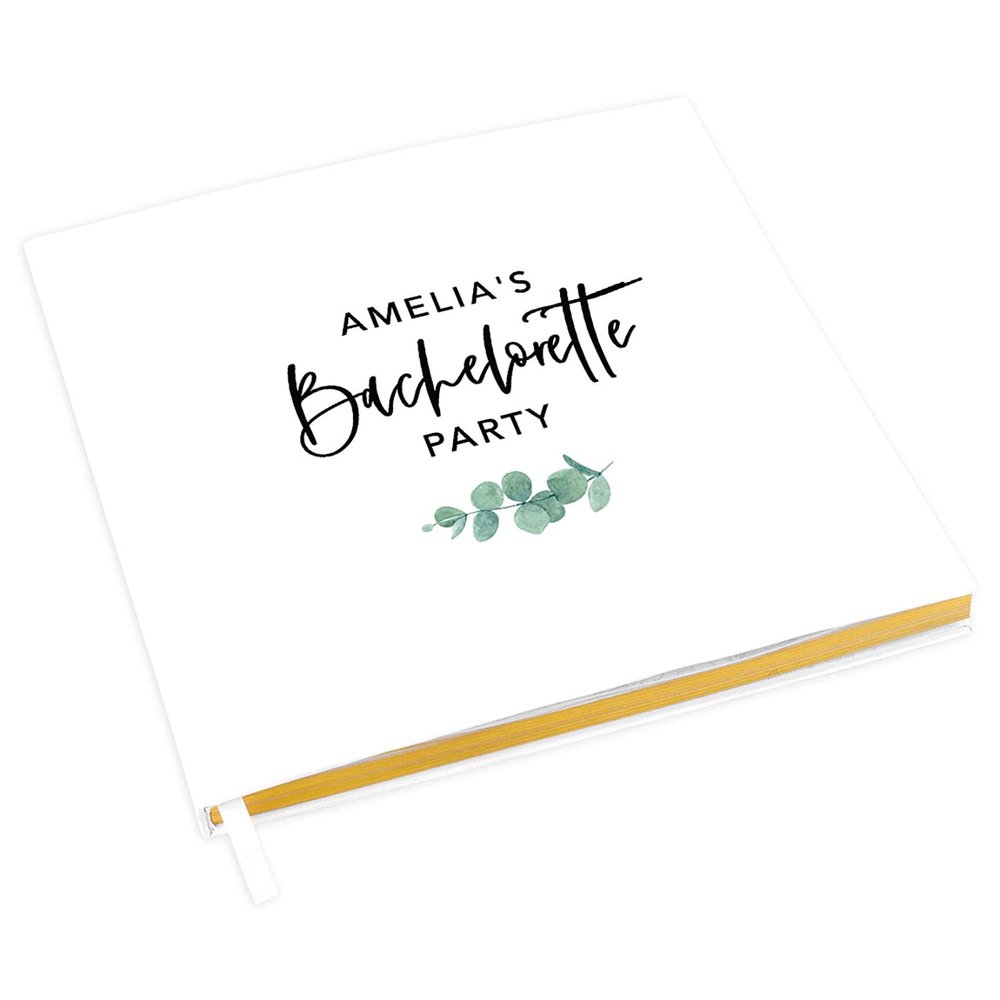 Andaz Press Personalized Minimal Eucalyptus Leaf Bachelorette Party Scrapbook Notebook Photo Keepsake Guest Book for DIY Photo Album Memory Book Gift for The Bride to Be 120 Pages 8.5 x 8.5-Inches