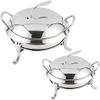 Helikim Chafing Dish Set of 2, Stainless Steel Round Buffet Chafer for Catering Party Wedding Dinner Serving Buffet Warmer with Pans and Fuel Holders,18cm view 1