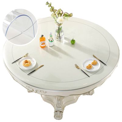 CL-ZZZ Table Cloth Round 2mm Thick Dining Tabletop Protection Pad Crystal Clear Waterproof Circular PVC Table Mat for Restaurant Wooden Furniture, Floor Mats, Customizable (Dia.120cm)