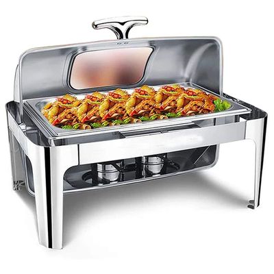 Stainless Steel Buffet Chafing Dish 9L Food Warmer Heat Container with Catering Trays, Water Pan and Fuel Holders for Wedding, Parties