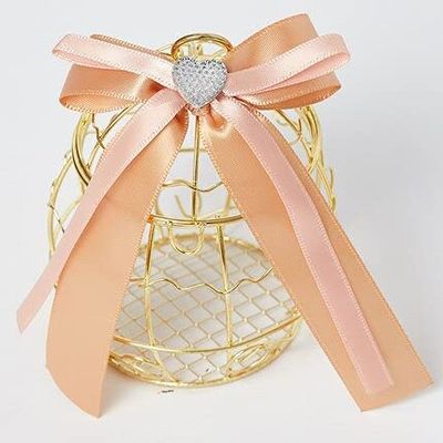 Gold Vintage Retro Bird Cage Candy Boxes Baby Shower Favor Gift Box Mini Metal for Guests Party Birthday Souvenir Material (6,10PCS)