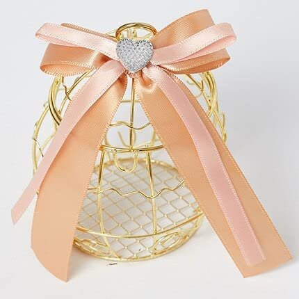Gold Vintage Retro Bird Cage Candy Boxes Baby Shower Favor Gift Box Mini Metal for Guests Party Birthday Souvenir Material (6,10PCS)