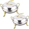 2 Pack Stainless Steel Round Buffet Chafer with Pans and Fuel Holders for Home and Restaurant Chafing Dish Catering Warmer Set,22cm view 1