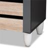 BOWERY HILL Modern Shoe Cabinet, Two-Tone Oak and Dark Gray Finish, 3-Door Design with 4 Shelves, Particle Board Construction, Ventilated Doors, Magnetic Closures, Storage for Up to 14 Pairs, Indoor view 3