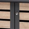 BOWERY HILL Modern Shoe Cabinet, Two-Tone Oak and Dark Gray Finish, 3-Door Design with 4 Shelves, Particle Board Construction, Ventilated Doors, Magnetic Closures, Storage for Up to 14 Pairs, Indoor view 4