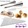 2Pcs Cream Icing Piping Nozzle Tip Stainless Steel,Long Puff Nozzle Tip with 50Pcs Disposable Pastry Piping Bags Cupcake and Puff Filling Kit Decorating Tool Supplies view 3