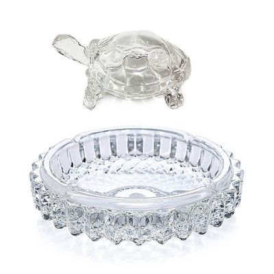 The Pooja Shop Vastu Feng Shui Crystal Turtle Tortoise with Plate for Good Luck Feng Shui Tortoise Turtle Best Gift for Career & Luck-13 cm