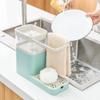 4-in-1 Dish Dispenser for Kitchen, Plastic Multifuctional Dispenser with Sponge Holder Sink Dish Pump Dispenser for Countertop Bathroom Kitchen Supplies view 1