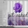 DORCEV 72x84inch Get Naked Shower Curtain Purple Elegant Flower Chic Marble Texture Golden Dust Aesthetic Modern Artwork Bath Curtain for Woman Girly Bathroom Bathtub Liner Decor Polyester with Hooks view 1