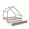 Wooden House Bed Full Size Daybed with Twin Size Trundle Bed, Platform Bed with Roof, Can be Decorated, Solid Wood House Bed Frame for Kids, Teen, Toddler (Gray) view 2