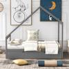 Wooden House Bed Full Size Daybed with Twin Size Trundle Bed, Platform Bed with Roof, Can be Decorated, Solid Wood House Bed Frame for Kids, Teen, Toddler (Gray) view 4