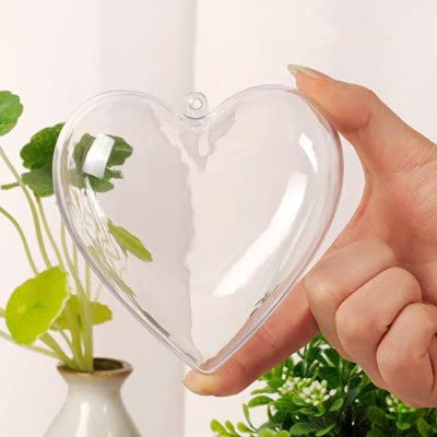 30pcs Christmas Decoration Clear Plastic Balls Transparent Bauble Xmas Ornament Heart Shape Romantic Tree Window Wedding Gift (10cm Heart Shaped)