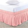 Amuze Bedding Easy Fit Elastic Wrap Around Ruffled BedSkirt Recron Drop Length 15 Inches (Peach,Twin) view 1