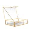 Feyarl Gold Glass Photo Picture DIsplay Box Keepsake Cards Storage Jewelry Trinket Ring Earrings Box Case Shadow Decorative Memory Box for Wedding Home Deco Girl Women(7.3 x 5.3 x 1.8inch) view 1