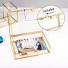 Feyarl Gold Glass Photo Picture DIsplay Box Keepsake Cards Storage Jewelry Trinket Ring Earrings Box Case Shadow Decorative Memory Box for Wedding Home Deco Girl Women(7.3 x 5.3 x 1.8inch) view 3