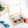 Feyarl Gold Glass Photo Picture DIsplay Box Keepsake Cards Storage Jewelry Trinket Ring Earrings Box Case Shadow Decorative Memory Box for Wedding Home Deco Girl Women(7.3 x 5.3 x 1.8inch) view 4