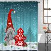 ALAGEO Gnome Shower Curtain Christmas Gnome Shower Curtains for Bathroom Decor, Red Christmas Tree for Christmas Decoration Bath Curtains Sets with Hooks Waterproof Extra Long 72" x 84" view 4
