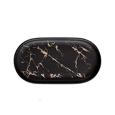 Crysdaralovebi Ceramic Imitation Marble Bathroom Accessory Set Washing Tools Bottle Mouthwash Cup Soap Toothbrush Holder Household Articles (Tray 1)