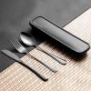 SAOSHYPEI Travel Utensils with Case, 4-Piece Stainless Steel Set, Black view 2