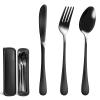SAOSHYPEI Travel Utensils with Case, 4-Piece Stainless Steel Set, Black view 4