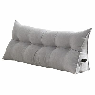 AYLYHD Sofa Bed Large Triangular Wedge Cushion Bedroom Double Bed Backrest Pillow Detachable Cover Reading Backrest Cushion (Color : Gray, Size : 180x50x20cm)
