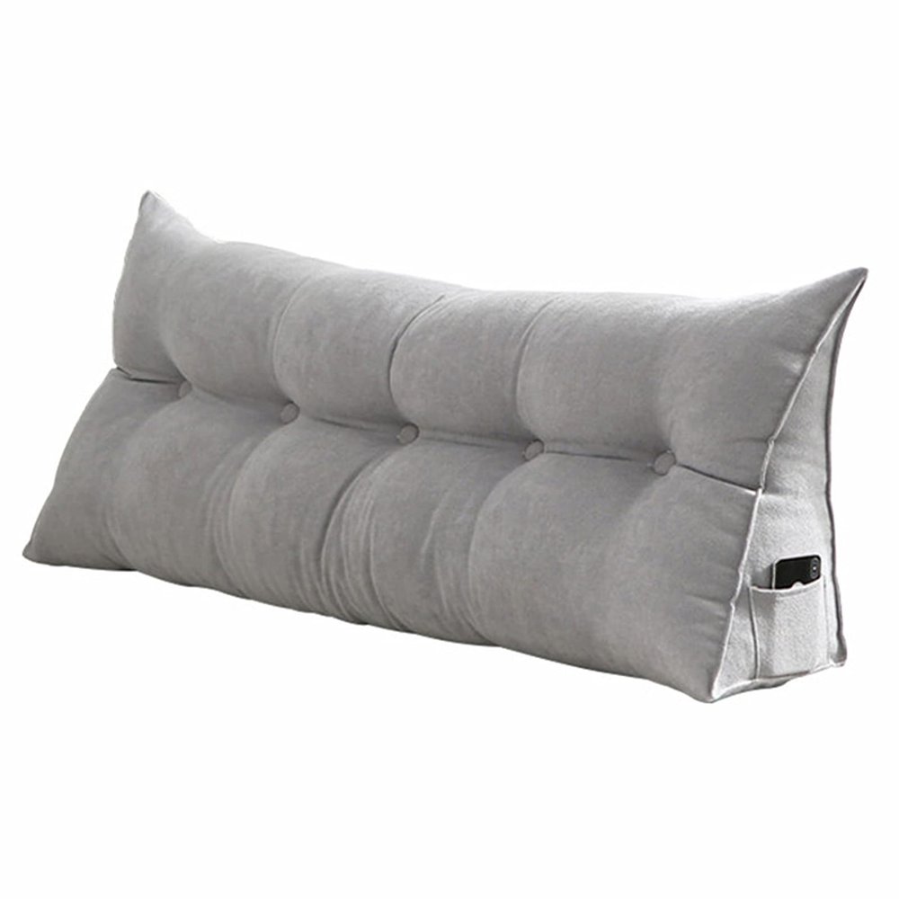 AYLYHD Sofa Bed Large Triangular Wedge Cushion Bedroom Double Bed Backrest Pillow Detachable Cover Reading Backrest Cushion (Color : Gray, Size : 150x50x20cm)