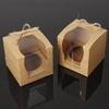 Crysdaralovebi 12/24pcs Brown Kraft Paper Cupcake Box Cake Box with Window Wedding Party Favor Box Cake Packaging (kraft paper box,24pcs) view 1