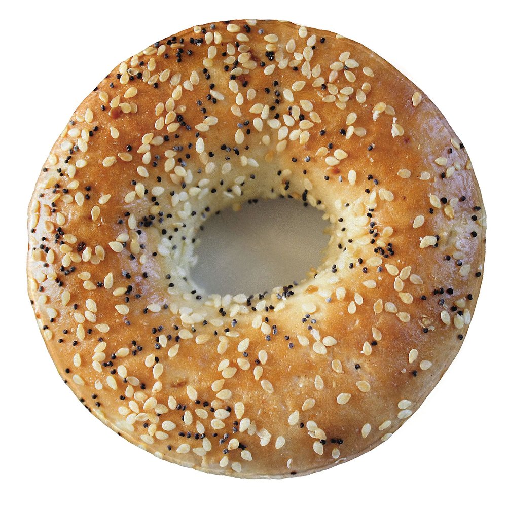 Ambesonne Bagel Round Blanket, Wholegrain Tasty and Poppy Pastry with Sesame Seeds on Food Art Picture, Lightweight Sofa & Bed Cover Gift for Mom from Daughter, 47" Round, Pale Brown and Eggshell